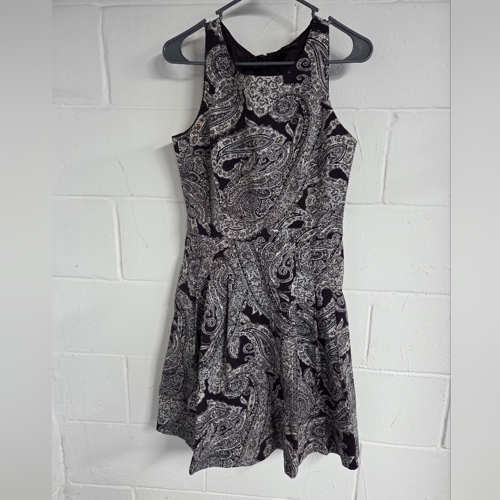 Banana Republic Paisley Midi Dress - Purple, Gold, Black and White